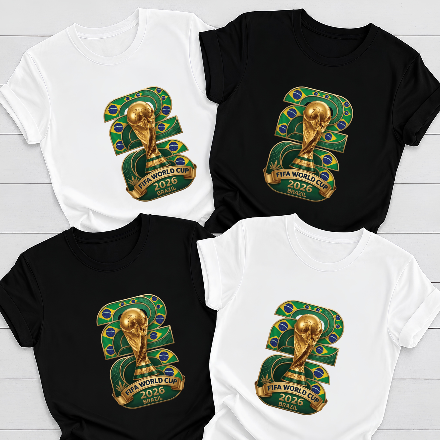 Official FIFA World Cup 2026 Brazil Soccer T-Shirt - Gold Trophy Football Fan Graphic Tee (physical)