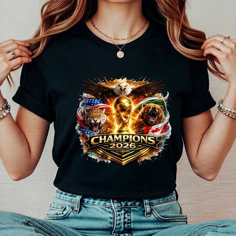 World Cup Champions 2026 Host Nations Mascot Grey Graphic T-Shirt (physical)