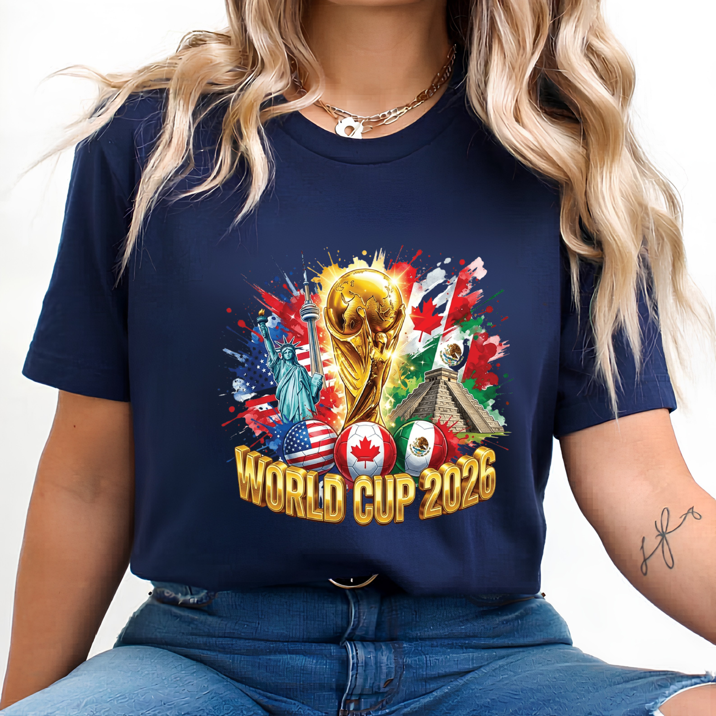 World Cup 2026 Host Landmarks and Flags Watercolor Splatter Sweatshirt (physical)
