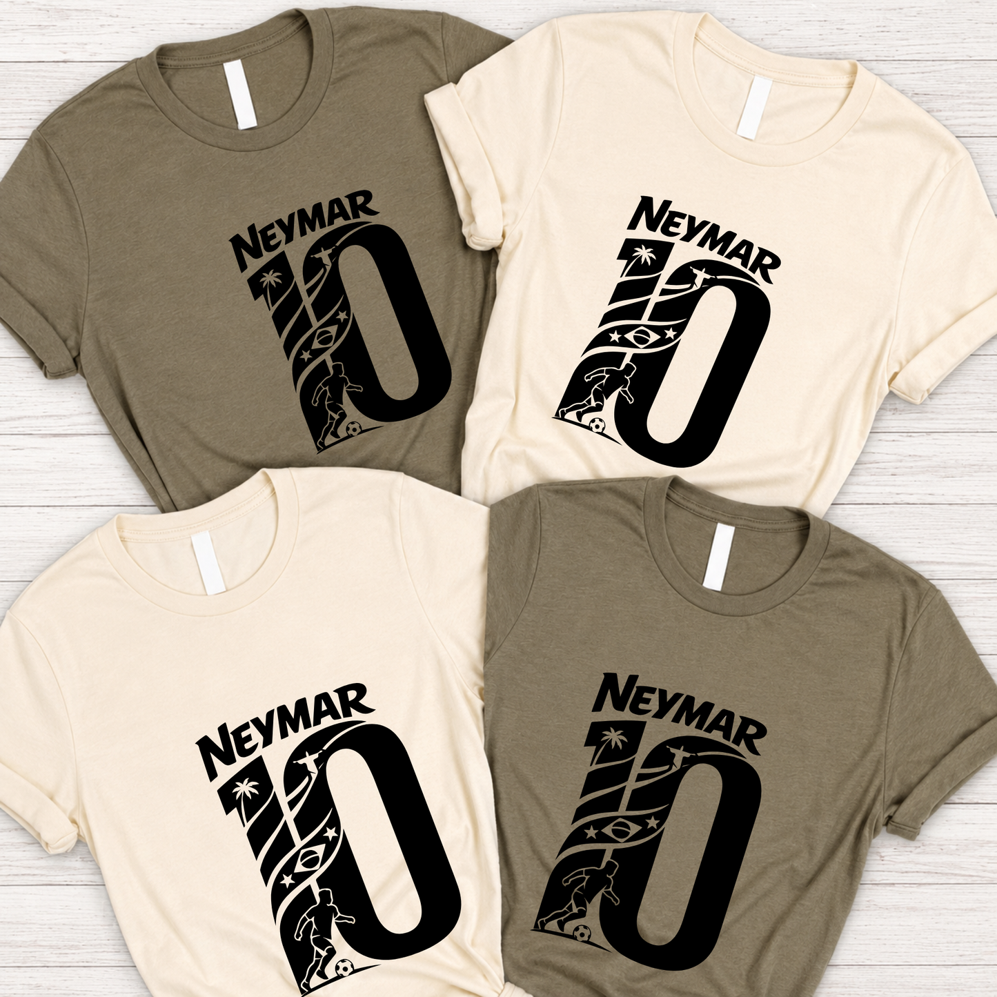 FIFA World Cup 2026 Neymar Brazil Number 10 Graphic Printed Beige T-Shirt (physical)