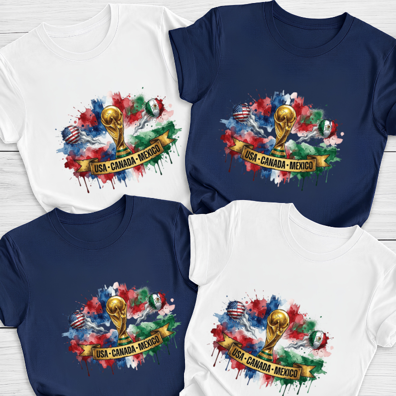 FIFA World Cup 2026 USA-Canada-Mexico Ribbon Watercolor Splash T-Shirt (physical)