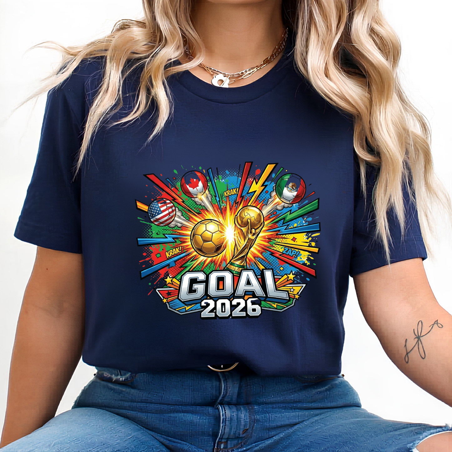 Retro Comic Book Style Goal 2026 Soccer Explosion Pop Art Shirt (physical)