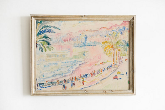 vintage pastel beach painting(Printable+Physical)