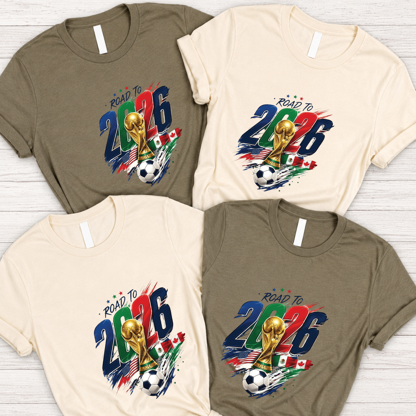 Road to 2026 World Cup Soccer Trophy Brush Stroke Graphic T-Shirt (physical)