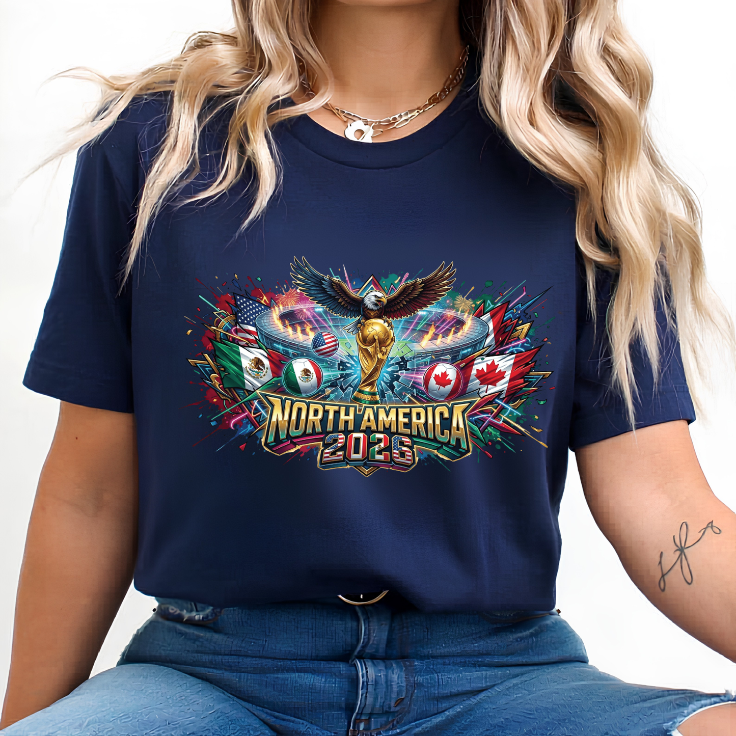 North America 2026 World Cup Eagle and Stadium Graphic T-Shirt (physical)