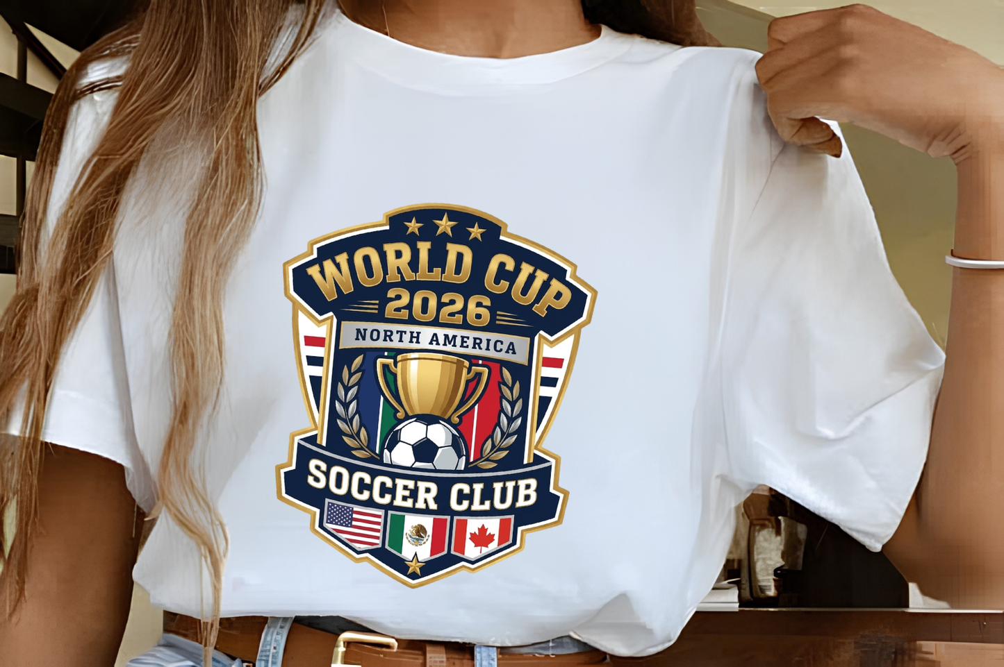 World Cup 2026 North America Soccer Club Shield White T-Shirt (physical)