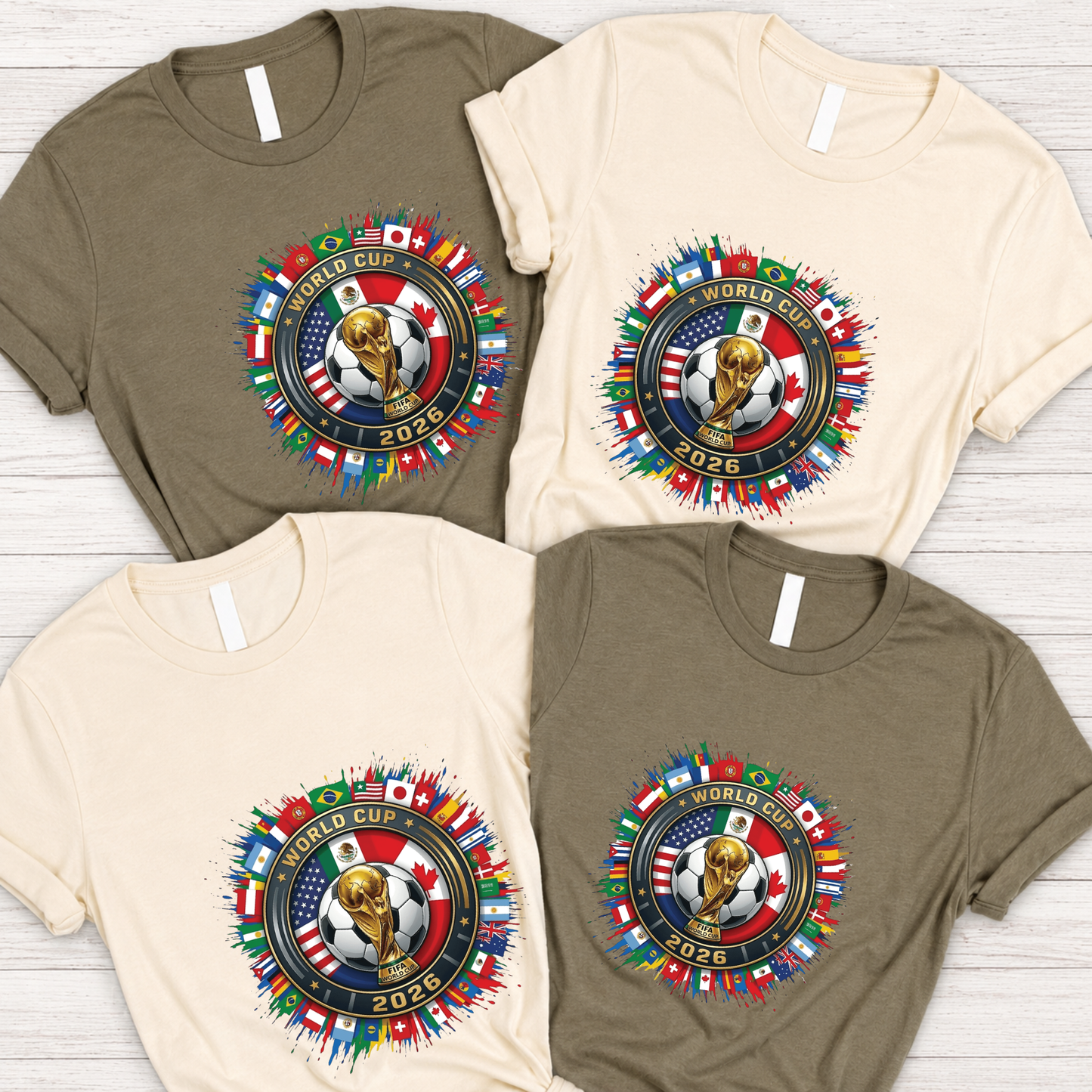 FIFA World Cup 2026 Multi-National Flags Emblem Graphic T-Shirt (physical)