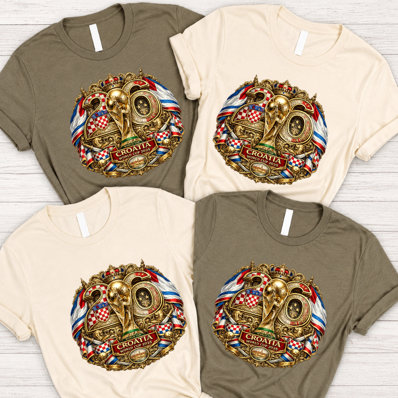 Croatia World Cup 2026 Premium Golden Graphic Black T-Shirt (physical)