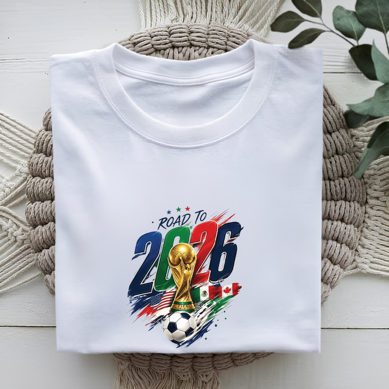 Road to 2026 World Cup Soccer Trophy Brush Stroke Graphic T-Shirt (physical)