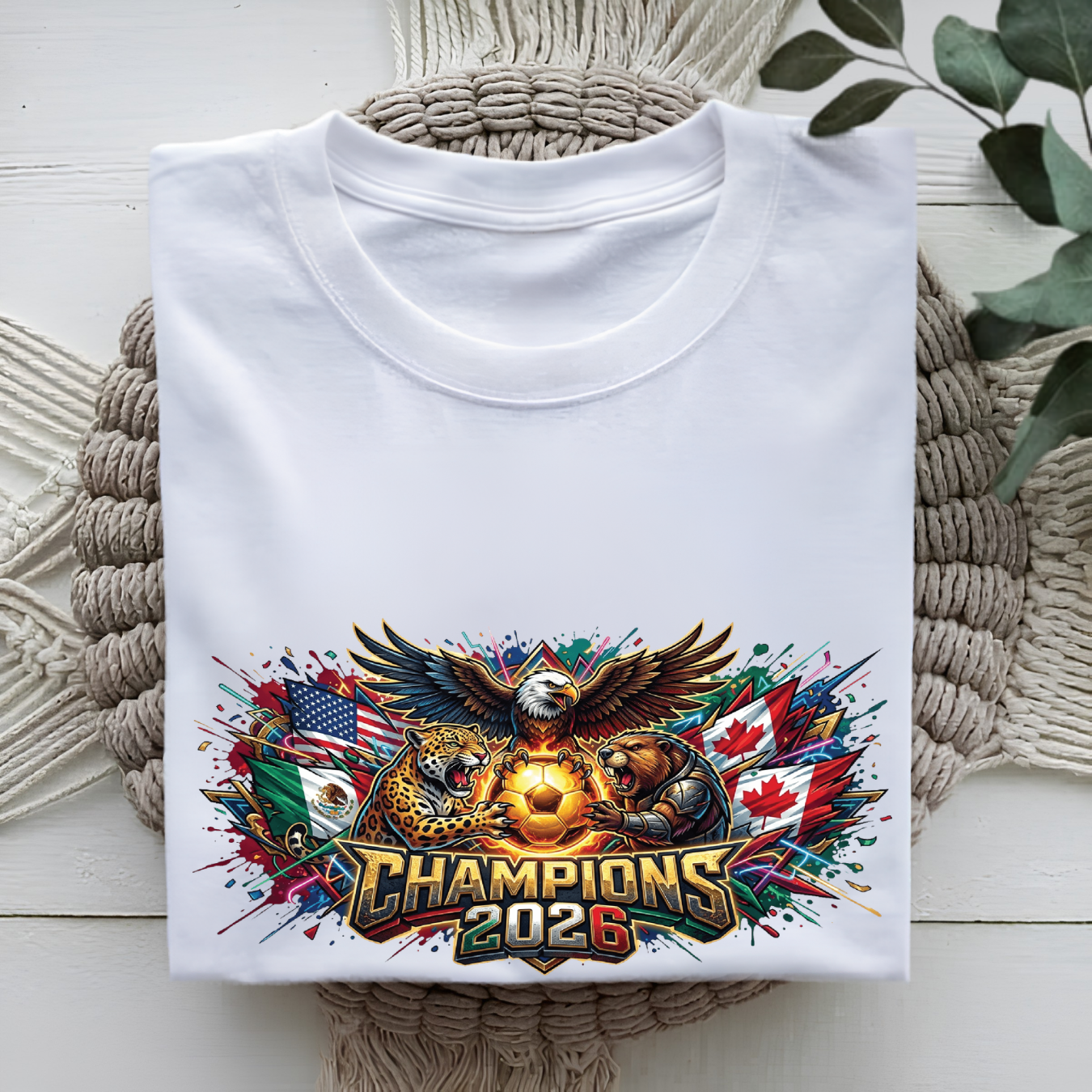 FIFA World Cup 2026 Champions USA Mexico Canada Soccer Graphic T-Shirt  (physical)