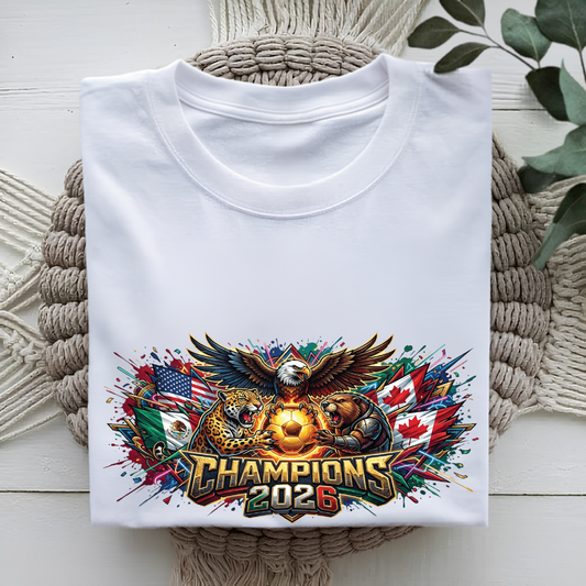 FIFA World Cup 2026 Champions USA Mexico Canada Soccer Graphic T-Shirt  (physical)