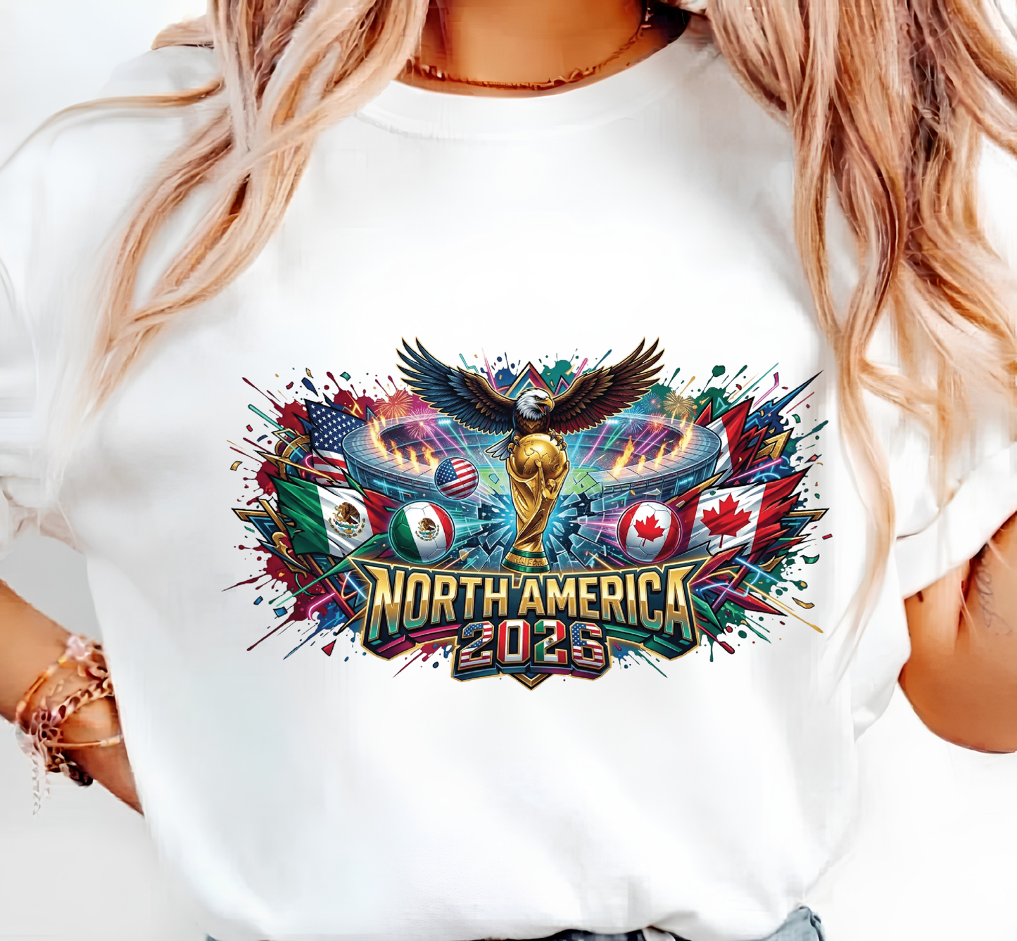North America 2026 World Cup Eagle and Stadium Graphic T-Shirt (physical)
