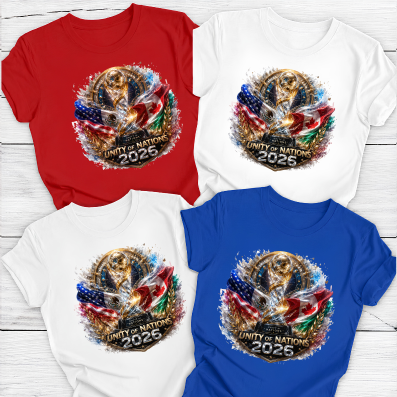 Unity of Nations World Cup 2026 Host Country Flags Premium Graphic T-Shirt (physical)