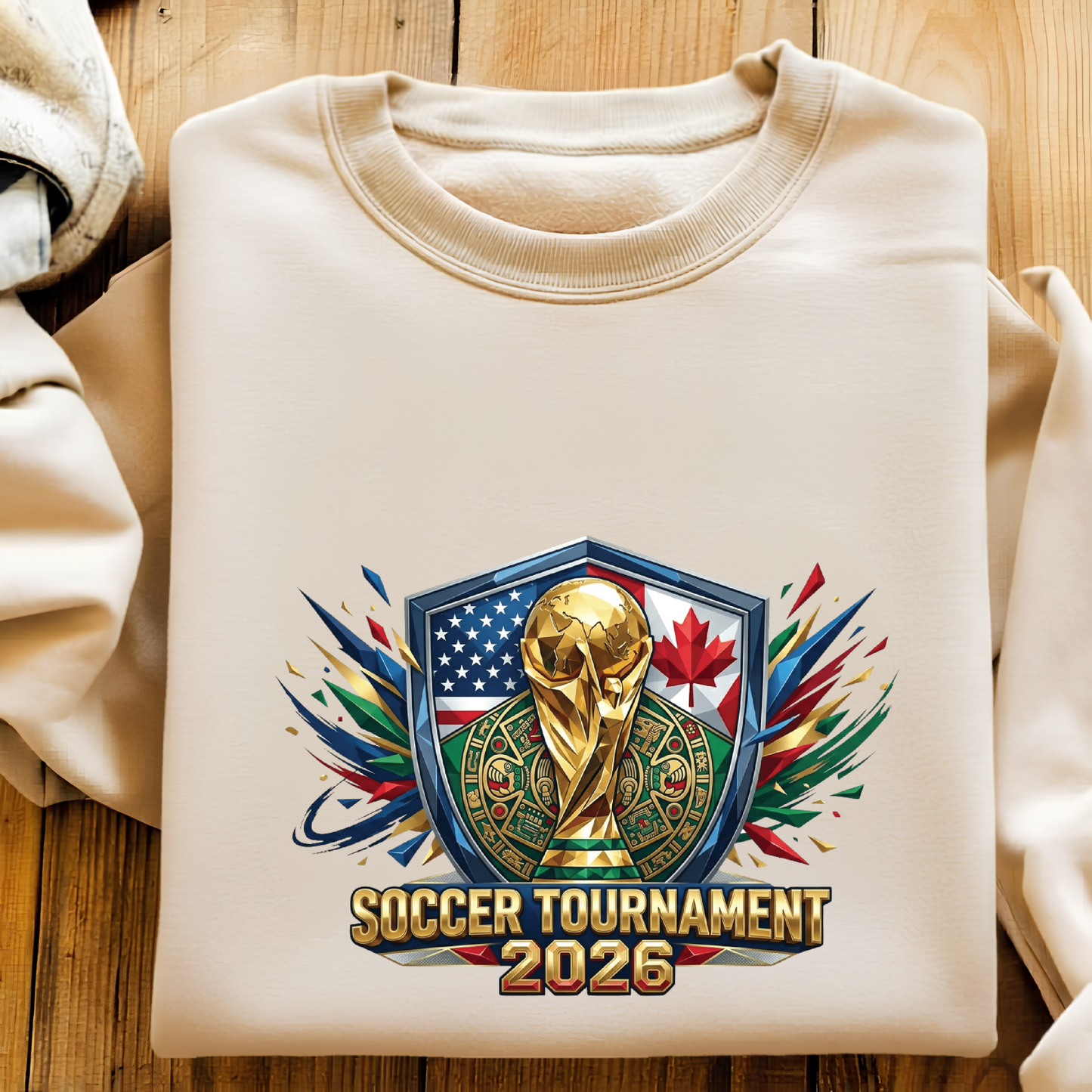 Geometric Aztec Shield 2026 International Football Emblem Fan Top (physical)