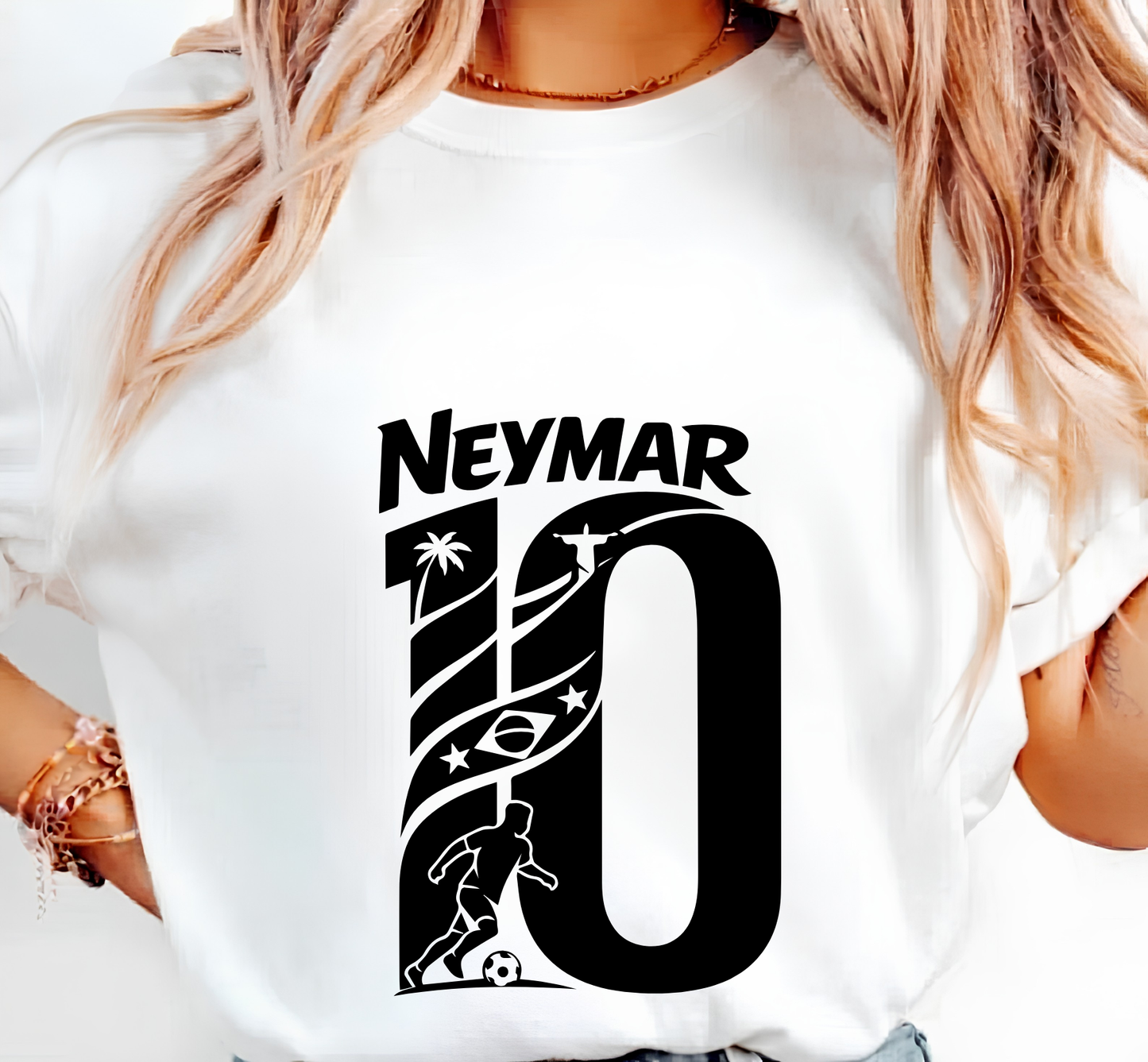 FIFA World Cup 2026 Neymar Brazil Number 10 Graphic Printed Beige T-Shirt (physical)