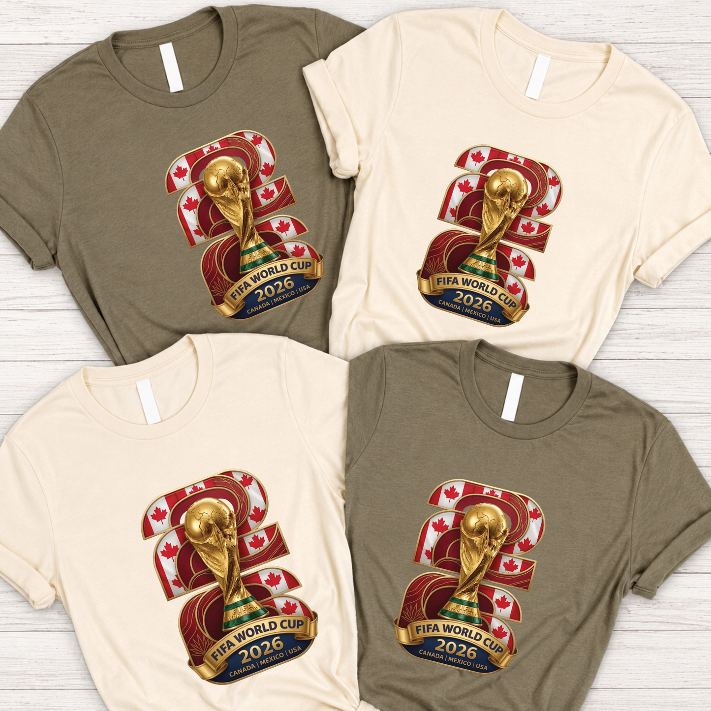 FIFA World Cup 2026 Gold Trophy Canada Emblem White T-Shirt (physical)