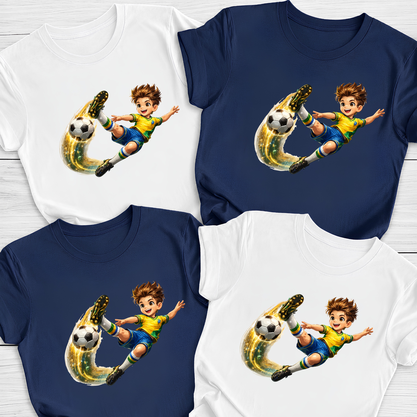 Anime Soccer Boy Bicycle Kick T-Shirt - Brazil Style Kids & Youth Football Graphic Tee (physical)