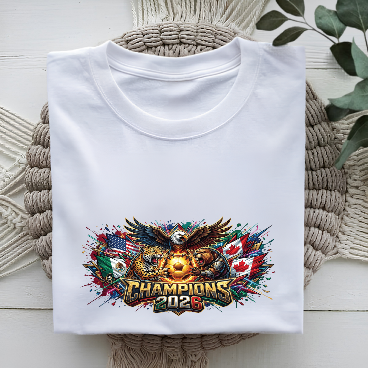 Champions 2026 World Cup Tri-National Mascots T-Shirt - Eagle, Jaguar & Beaver Soccer Fan Tee (physical)