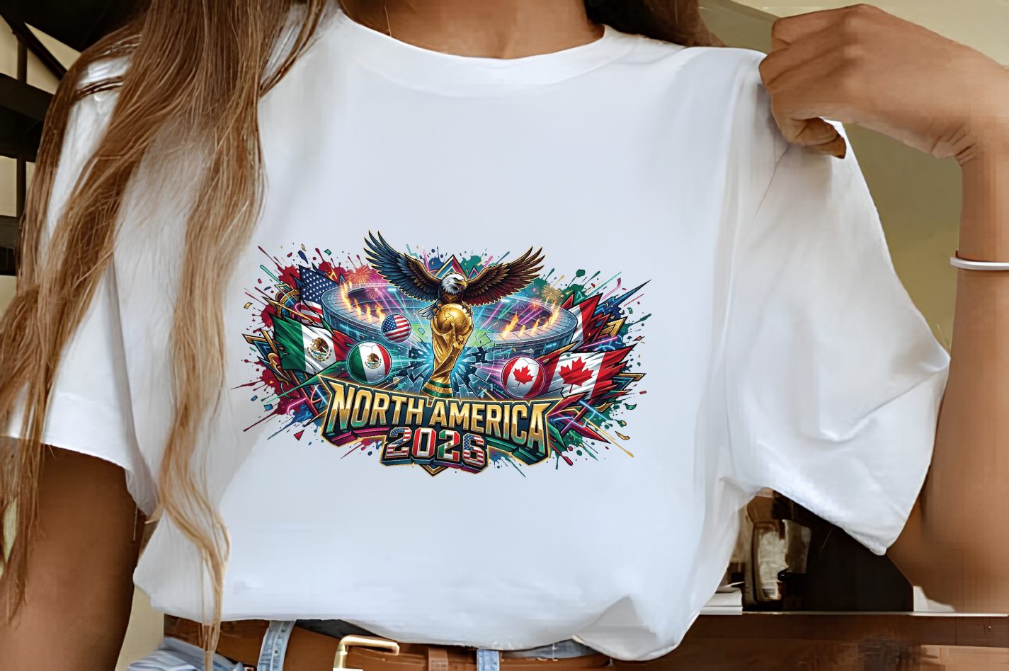 North America 2026 World Cup Eagle and Stadium Graphic T-Shirt (physical)