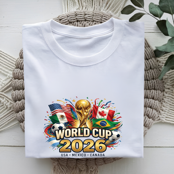 FIFA World Cup 2026 Multi-National Flags Emblem Graphic T-Shirt (physical)