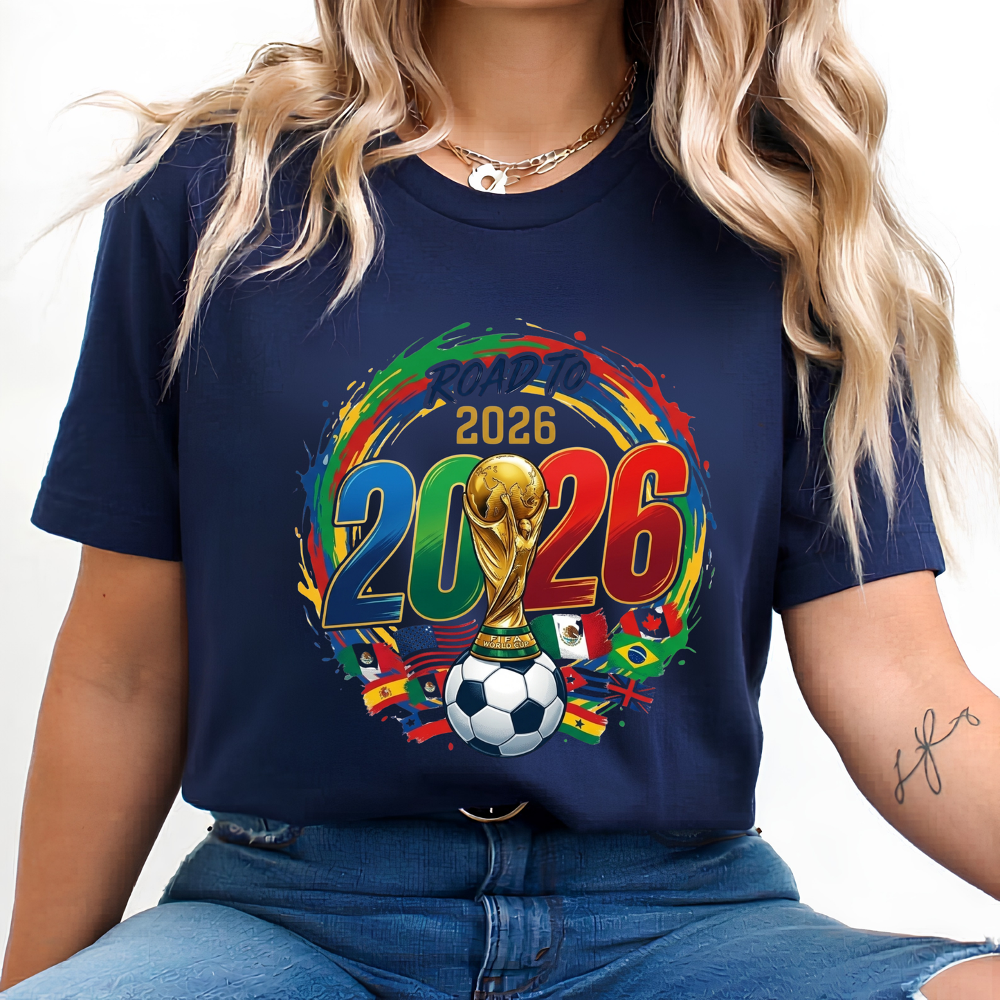 Official 2026 World Cup "Road to 2026" Unisex Navy T-Shirt (physical)
