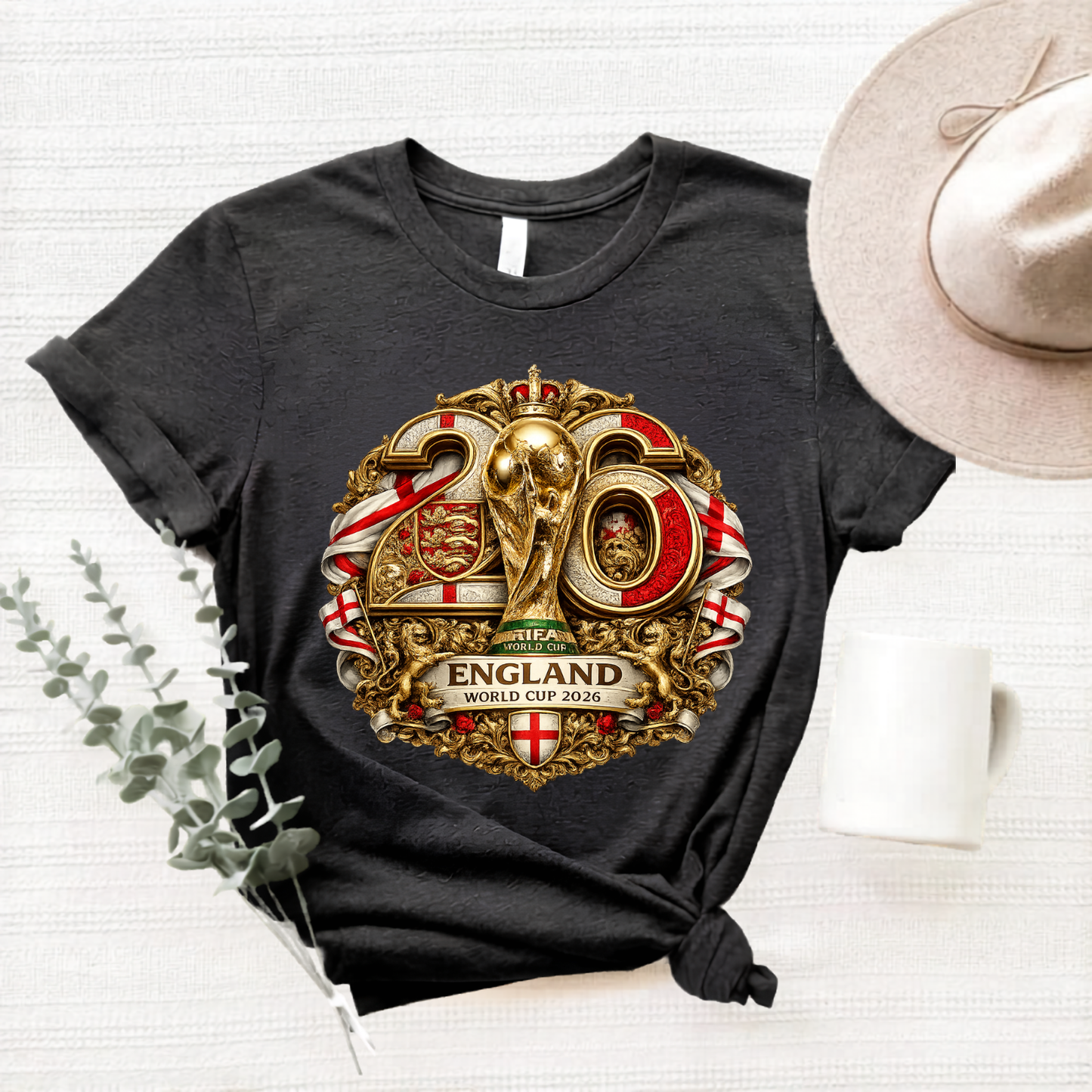 England World Cup 2026 Premium Golden Graphic T-Shirt (physical)
