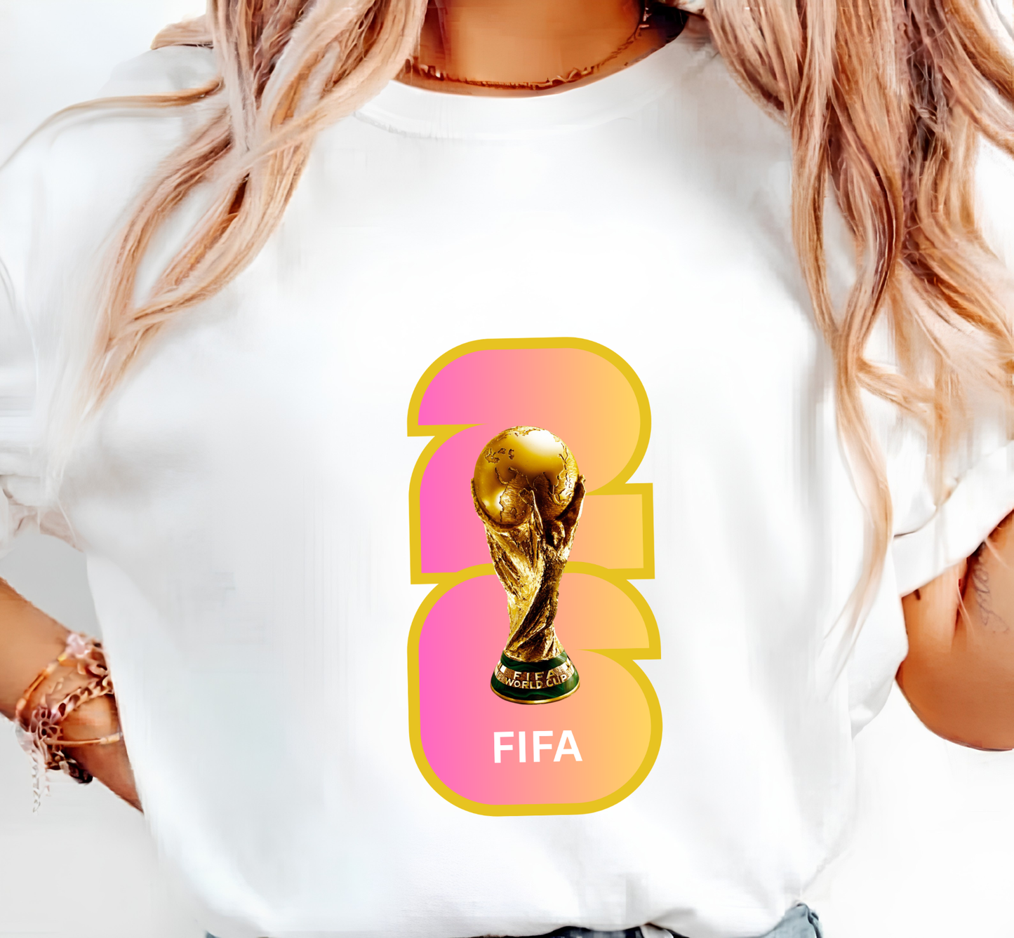 FIFA World Cup 2026 Trophy Gradient Bold Number Graphic T-Shirt (physical)