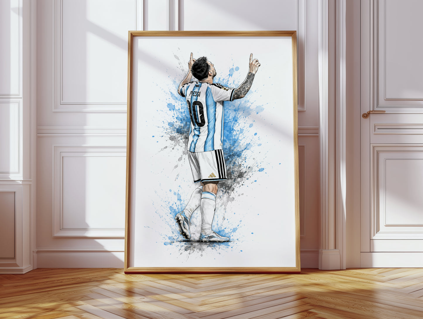 Lionel Messi Iconic Finger Pointing Celebration Argentina Sketch Wall Art Poster (Printable+Physical)