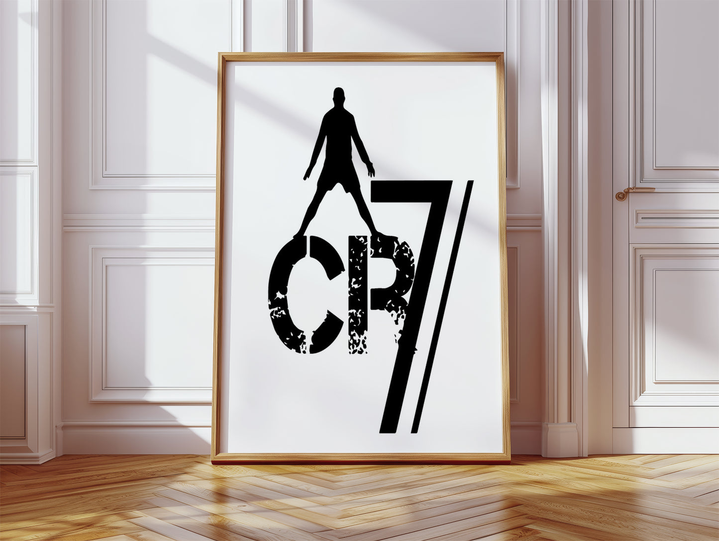 CR7 Monochrome Stencil Art Poster Ronaldo Signature Victory Stance Wall Decor (Printable+Physical)