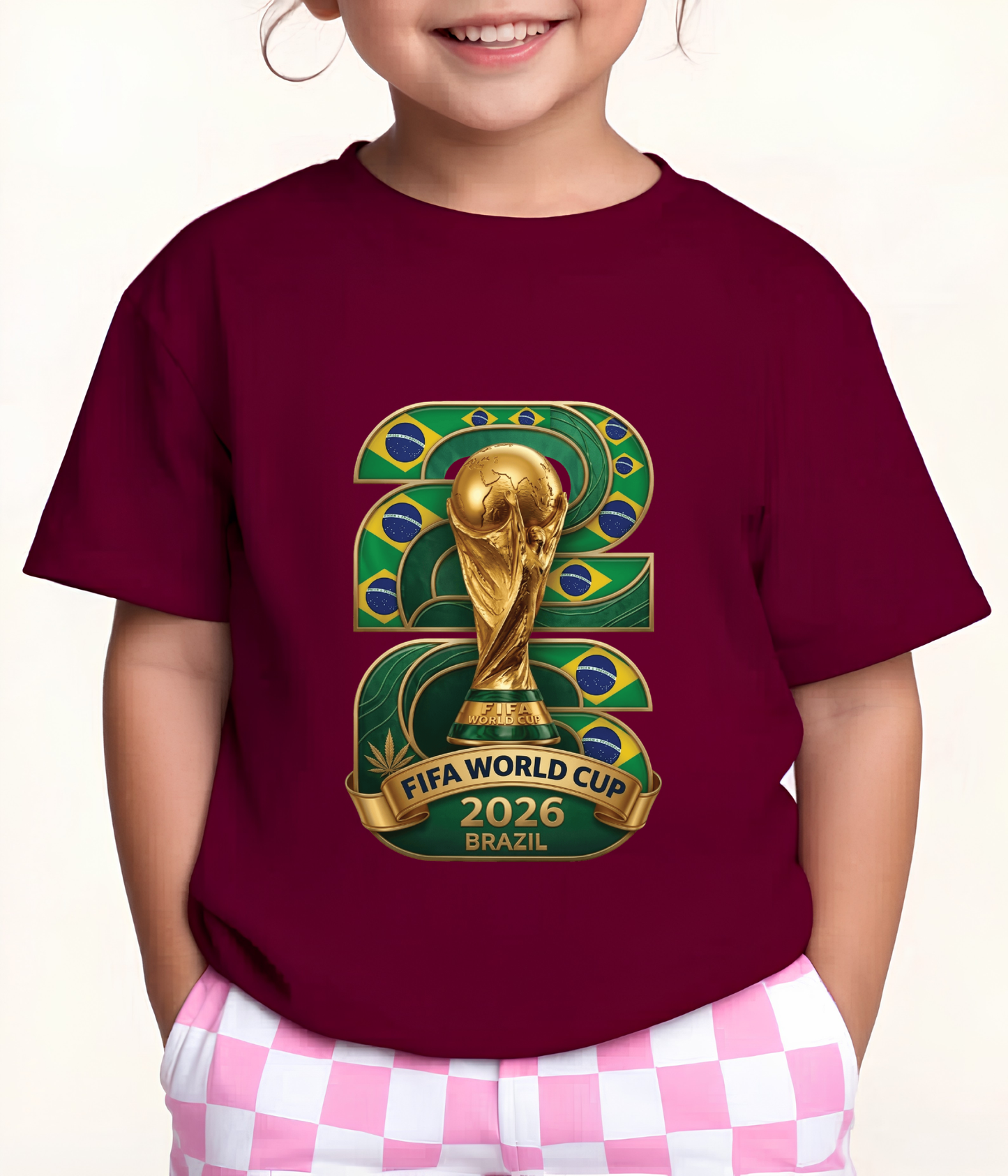 Official FIFA World Cup 2026 Brazil Soccer T-Shirt - Gold Trophy Football Fan Graphic Tee (physical)