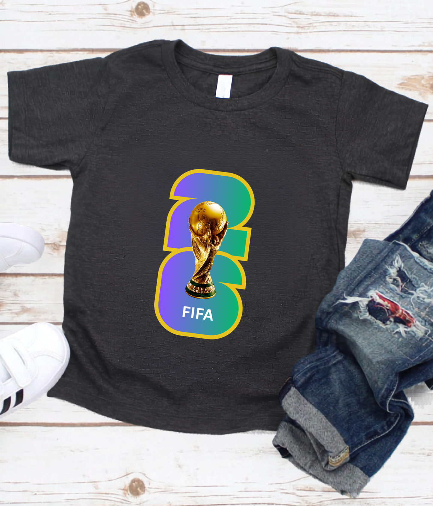 FIFA World Cup 2026 Trophy Dual Gradient Number Graphic T-Shirt (physical)