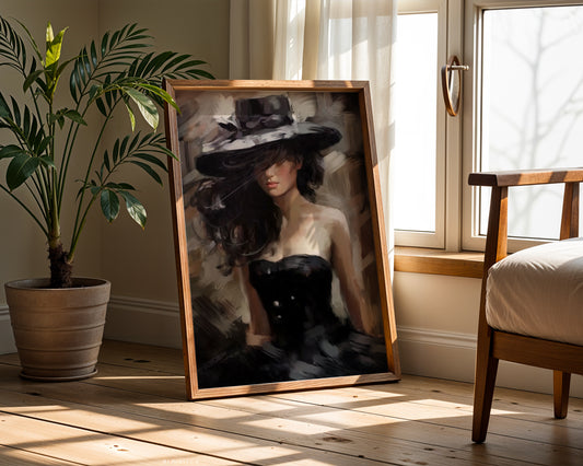 Elegant black dress wall art canvas print for modern home decor