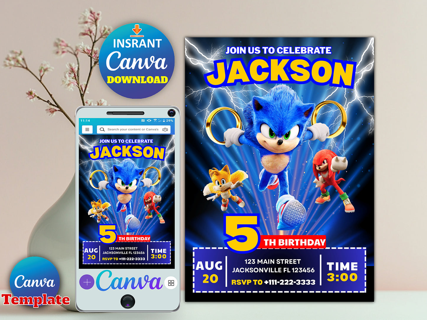 Sonic the Hedgehog Party Invite (Printable)