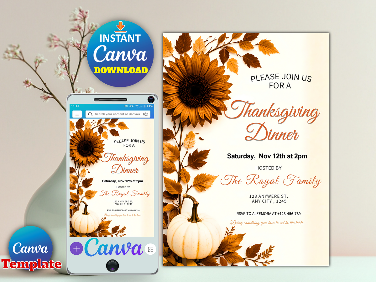 Thanksgiving Dinner Invitation Editable Template Let's Give Thanks Invitation Printable Thanksgiving Invitation Pumpkin Friendsgiving Invite