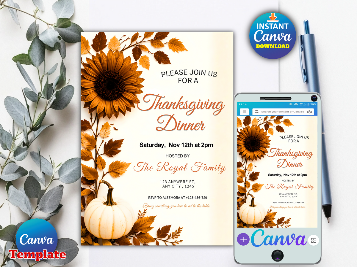 Thanksgiving Dinner Invitation Editable Template Let's Give Thanks Invitation Printable Thanksgiving Invitation Pumpkin Friendsgiving Invite