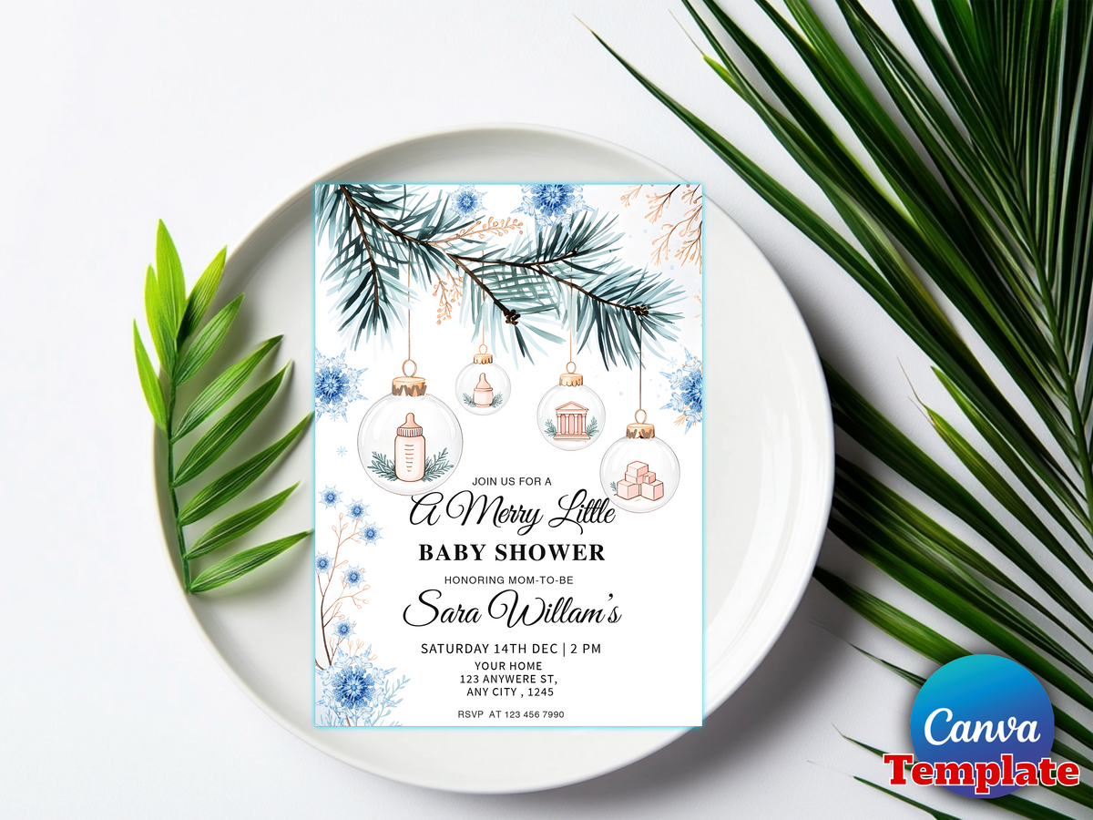 Christmas Baby Shower Invitation, Merry Little Baby Shower Invitation, Winter Baby Shower Invite, Winter Wonderland Baby Shower, Holiday