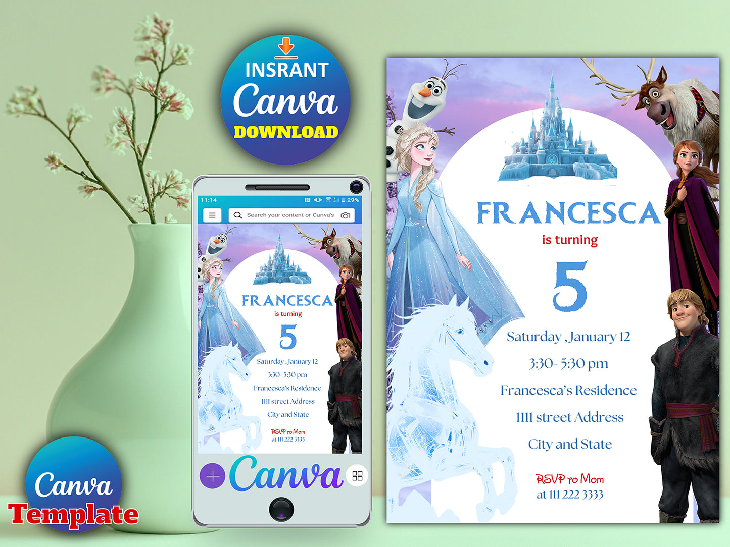 Princess Elsa Girl Invite Template (Printable)