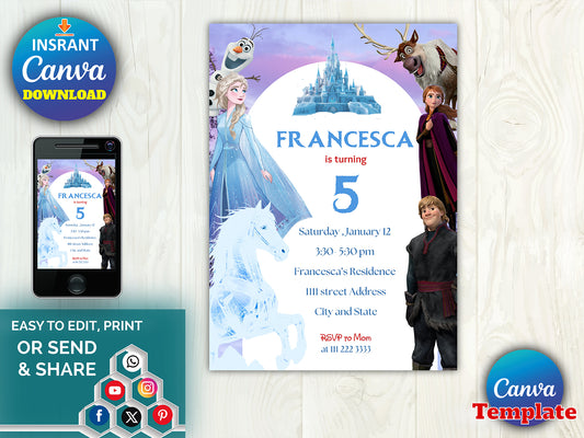 Princess Elsa Girl Invite Template (Printable)
