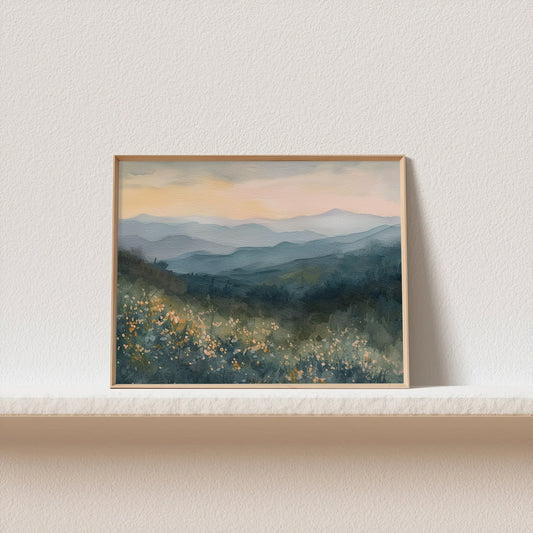 Spring Flowers Mountain Art(Printable+Physical)