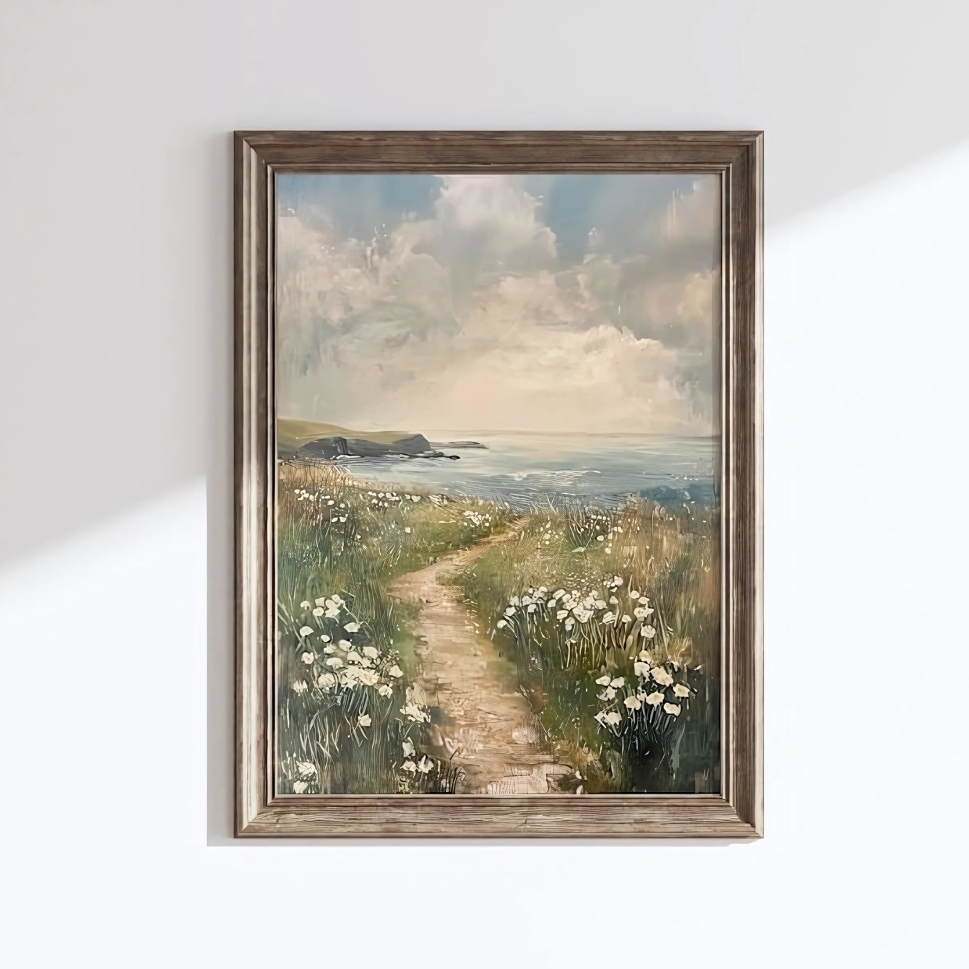 Coastal White Wildflower Painting(Printable+Physical)