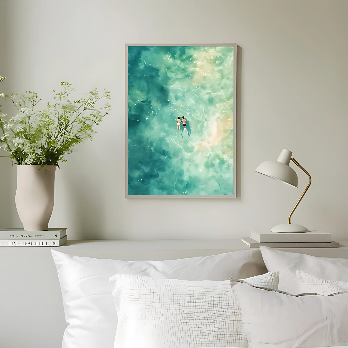 Aerial Ocean Illustration Sea Beach Print (Printable+Physical)