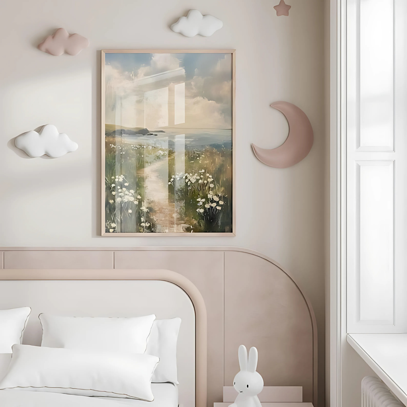 Coastal White Wildflower Painting(Printable+Physical)