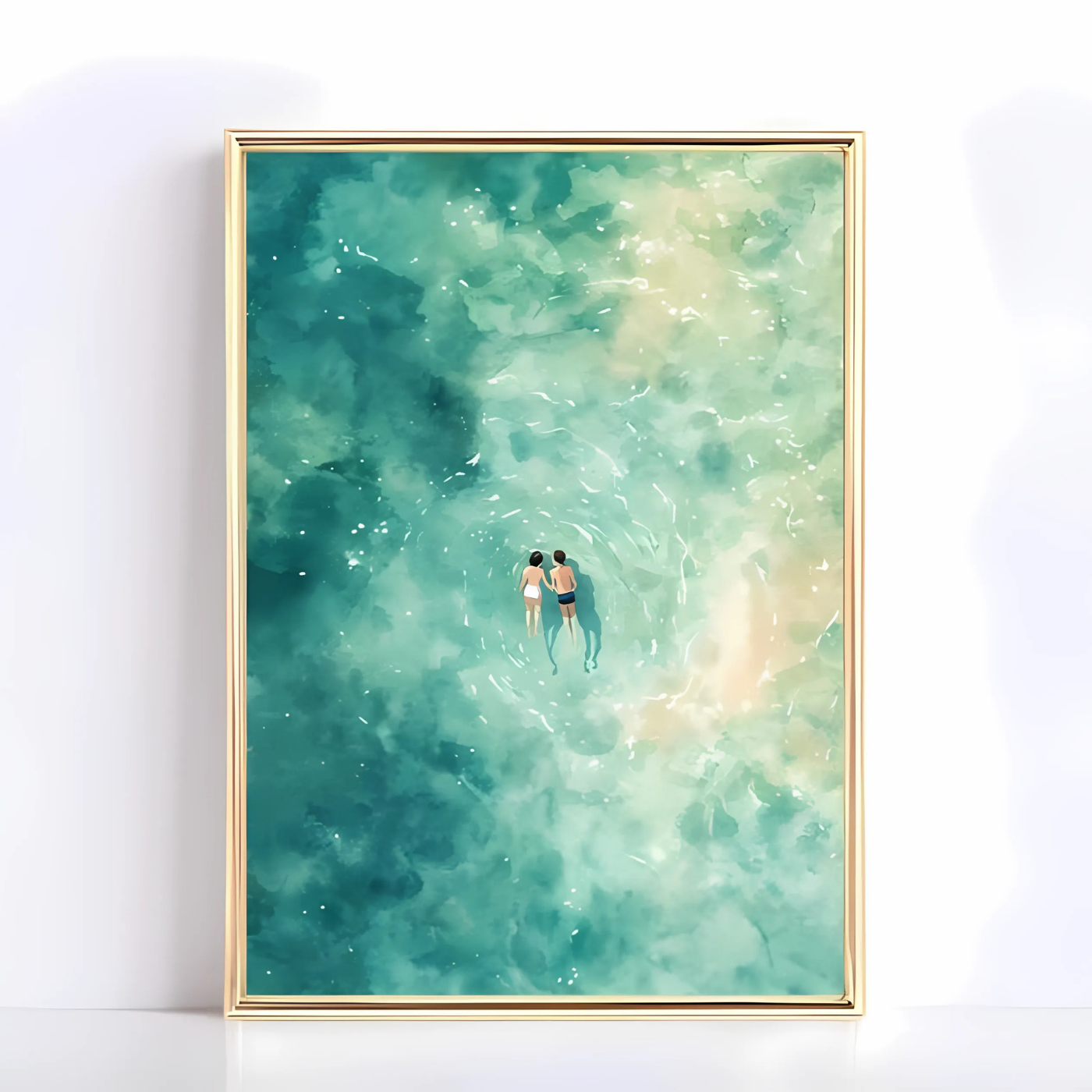 Aerial Ocean Illustration Sea Beach Print (Printable+Physical)