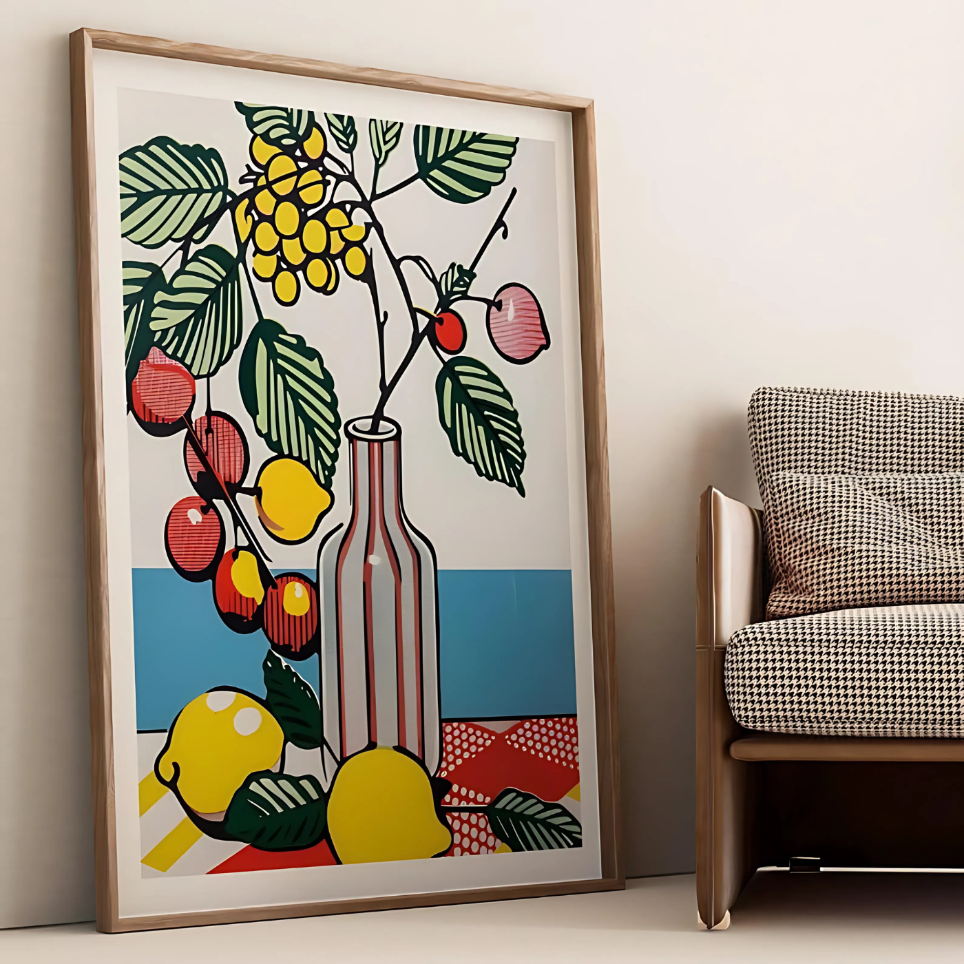 Colorful Fruit & Striped Vase Art Print(Printable+Physical)