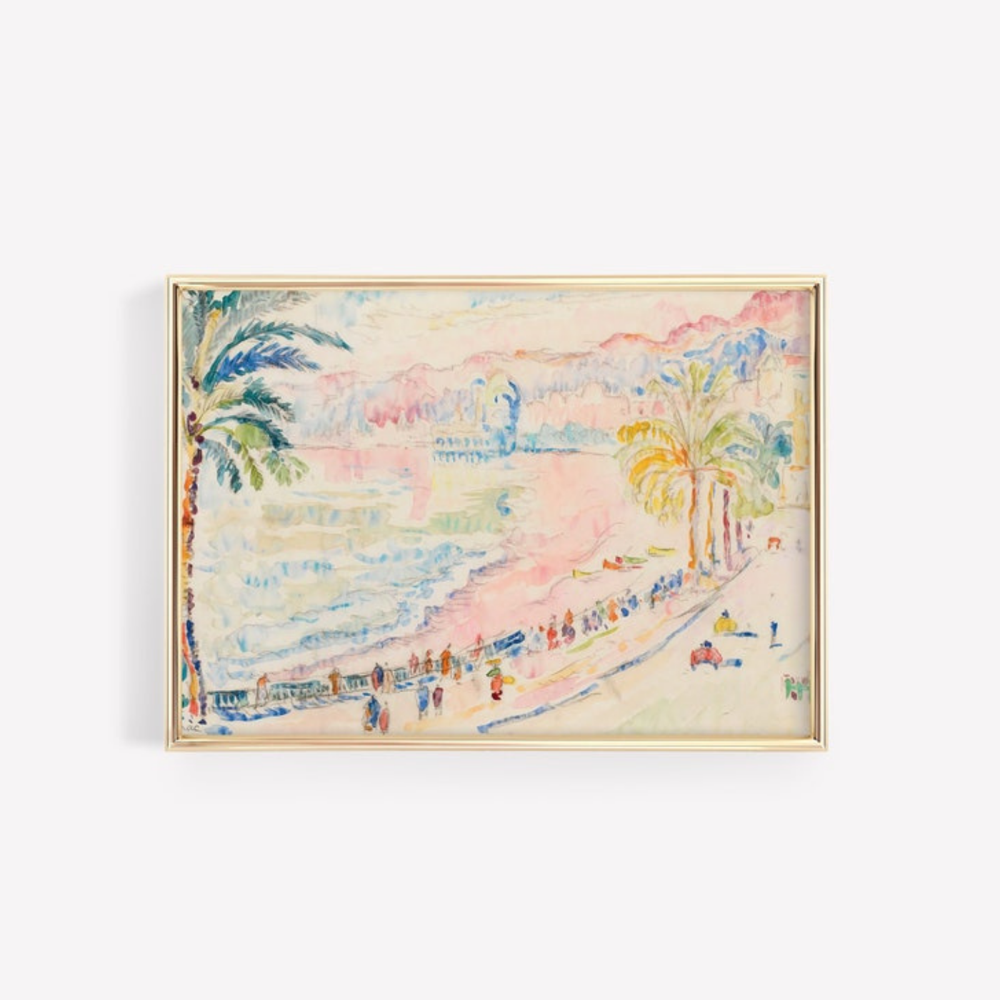 vintage pastel beach painting(Printable+Physical)