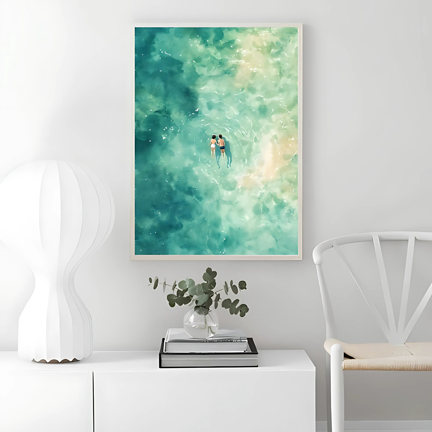 Aerial Ocean Illustration Sea Beach Print (Printable+Physical)