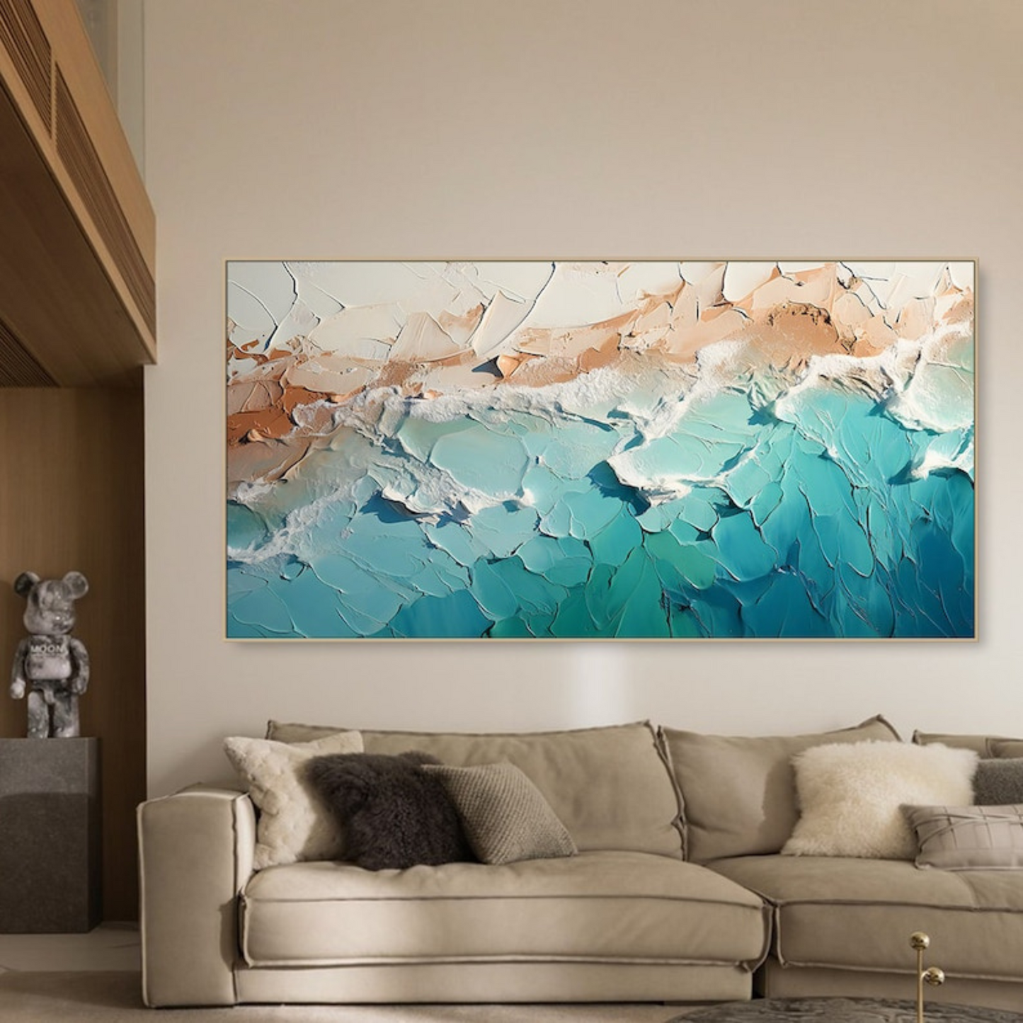 Ocean Wave Painting on Canvas Wabi-Sabi Wall Art(Printable+Physical)