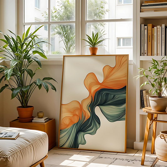 Burnt Orange Sage Green Modern Wall Art(Printable+Physical)