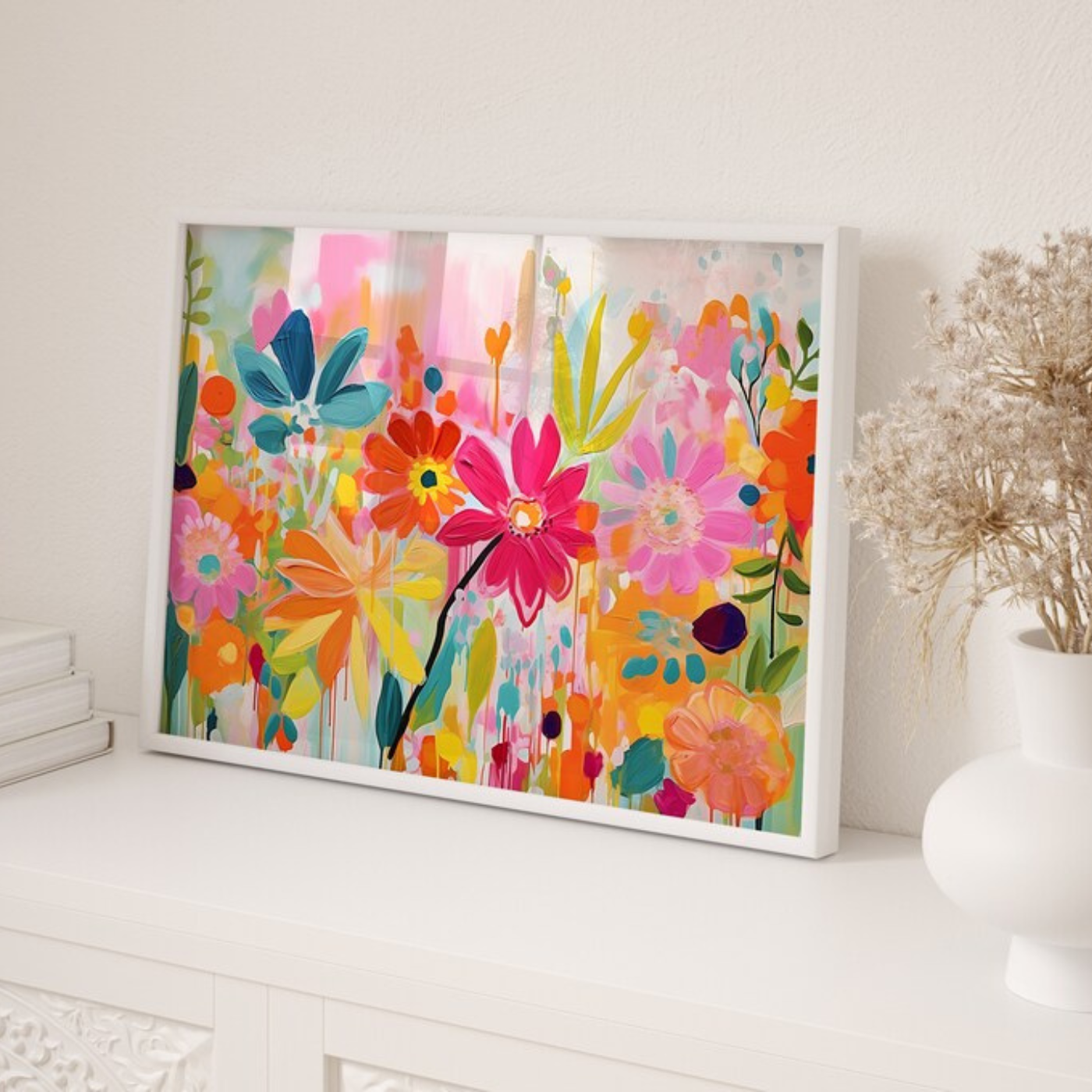 Gouache Painting Abstract Floral Botanical Wall Art(Printable+Physical)