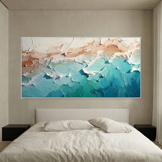 Ocean Wave Painting on Canvas Wabi-Sabi Wall Art(Printable+Physical)
